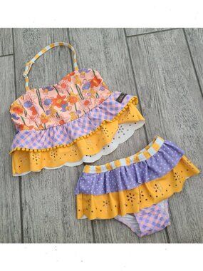 Matilda Jane Toddler Girls Floral Ruffle Tankini Bikini Set Size 5T NWT